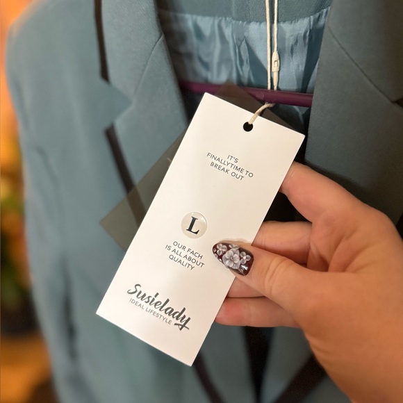 NWT Teal Blazer with Black Trim - Picture 3 of 5